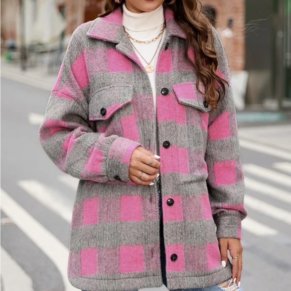 New gray plaid flannel jacket - Picture 1 of 7